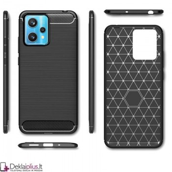 Carbon guminis dėklas - juodas (Realme 9/9 4G/9 Pro Plus) Carbon guminis dėklas - juodas (Realme 9/9 4G/9 Pro Plus)